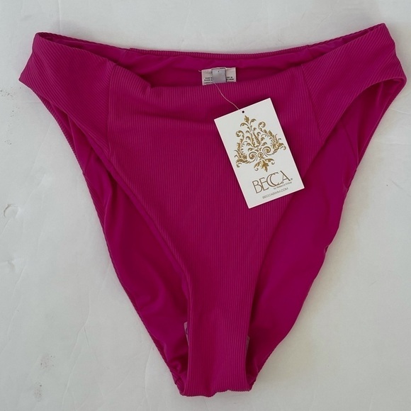 Becca by Rebecca Virtue Raspberry pink Sage fine line french cut bikini bottom L - Picture 7 of 7
